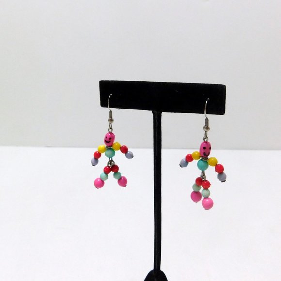 Anthropomorphic Beaded Figure Dangle Earrings - Picture 3 of 6